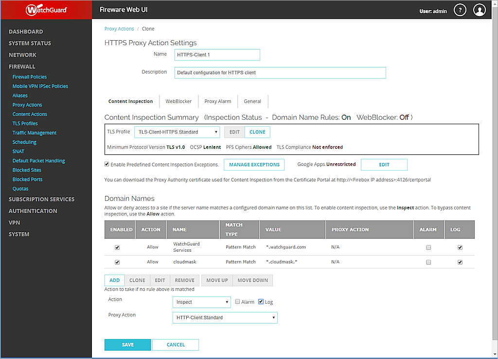 screenshot of firebox, proxy actions's diagram
